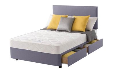 Layezee Calm Micro Quilt Double 4 Drawer Heather Divan Bed